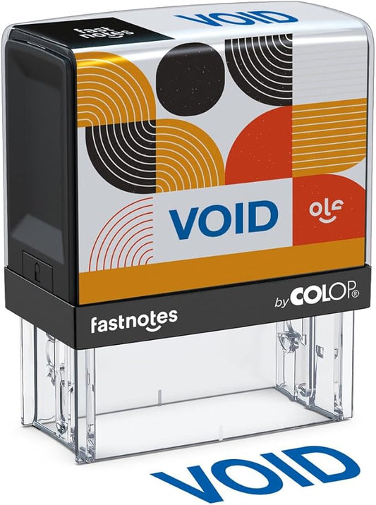 Fastnotes Void Self-Inking Rubber Stamp by COLOP - Great for Office Documents, Notary, Warehouse, Accounting Paperwork, Business, and Legal Documentation - Blue Ink (Void- Blue)