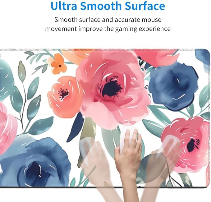 Desk Pad,Office Desk Mat 31.5"×11.8" Large Gaming Mouse Pad,Durable Extended Computer Mouse Pad,Waterproof Thick Big Mouse Pads with Non-Slip Rubber Base Office Home Watercolor Floral
