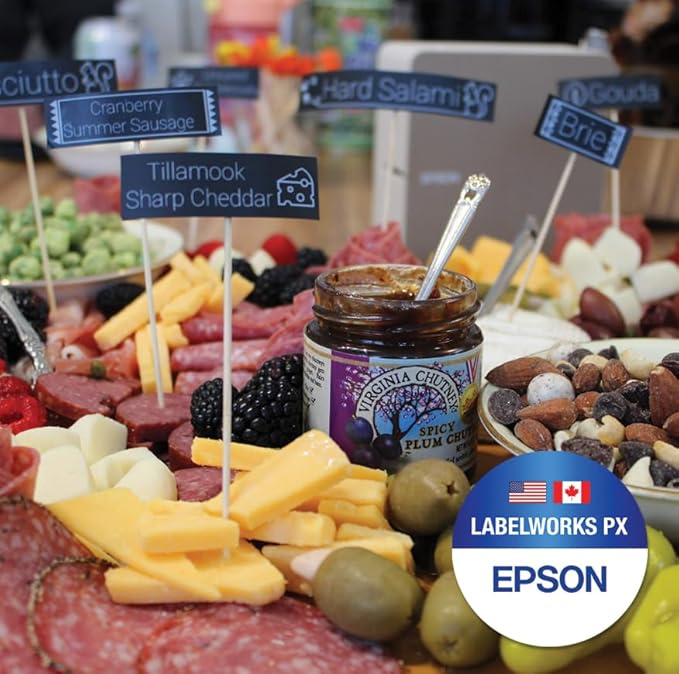 Epson LABELWORKS 224WMBPX Genuine PET (Polyester) Tape Cartridge - White on Matte Black Designer Craft Label Maker Tape - 1" (24MM) Wide, 26'