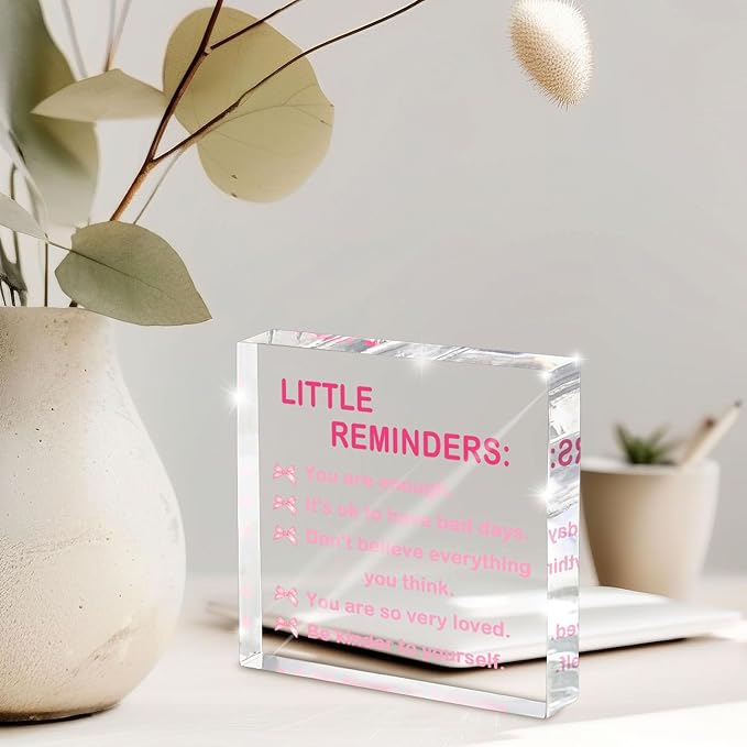 Pink Bow Desk Decor - 4 Inch Coquette Style Office Accessories, Cute Bow Motivational Decor for Bedroom, Pink Aesthetic Employee Appreciation Gift for Desk, Bathroom & Home