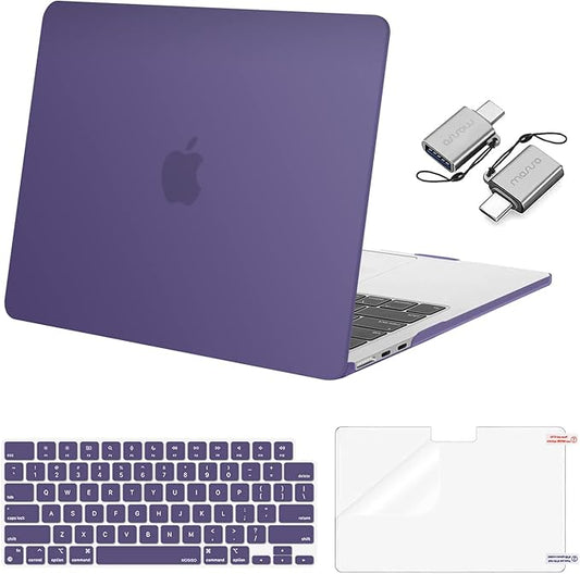 MOSISO Compatible with MacBook Air 13 inch Case 2025 2024 2023 2022 M4 A3240 M3 A3113 M2 A2681, Plastic Hard Shell&Keyboard Cover&Screen Film&Type C for MacBook Air 13.6 inch Case, Imperial Purple