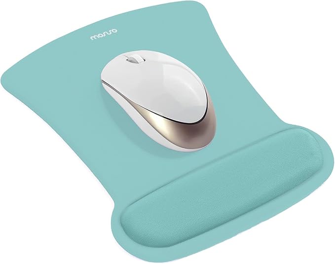 MOSISO Wrist Rest Support for Mouse Pad & Keyboard Set, Ergonomic Mousepad Non-Slip Base Home/Office Pain Relief & Easy Typing Cushion with Neoprene Cloth & Raised Memory Foam, Aquamarine
