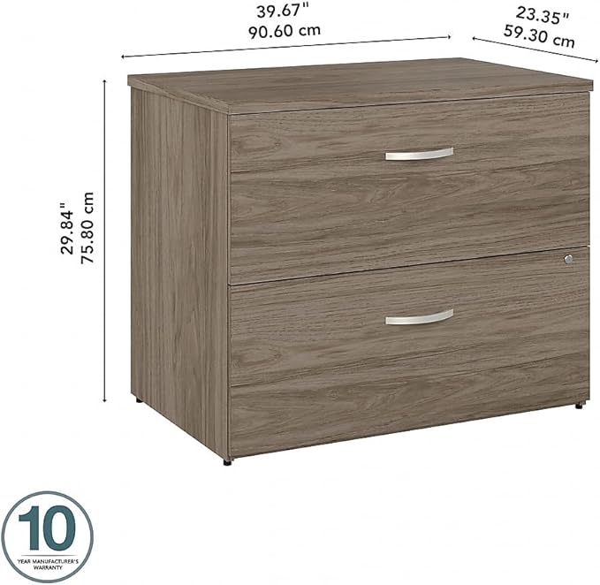 Bush Business Furniture Hybrid 2 Drawer Lateral File Cabinet-Assembled, Modern Hickory