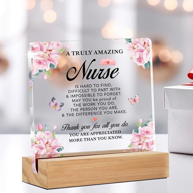 Nurse Appreciation Gifts for Women, Thank You Gifts for Nurse Retirement Leaving Retirement Clear Acrylic Sign for Home Office, 4 x 4 Inches