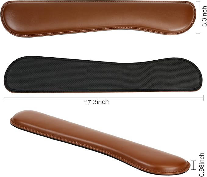 RICHEN Ergonomic PU Leather Keyboard Wrist Rest and Mouse Pad with Wrist Support, Memory Foam Set for Computer/Laptop,Gaming and Office, Comfortable for Easy Typing & Pain Relief (PU Brown)