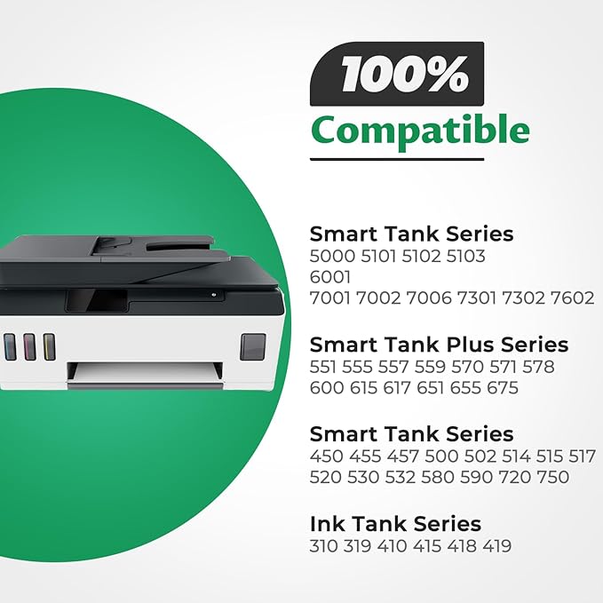 31 32XL Ink Bottle Set Compatible for Smart Tank 5101 7602 6001, Compatible for HP 31 Ink 32XL Black Ink Bottle for Smart Tank 5000 5102 7301 7001 Plus 651 570 551 455 457 450 All-in-One Printer