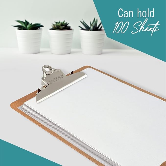 12 Clipboards, Standard A4 Letter Size Clipboard with 6" Metal Clip, 9" x 12.5", Fits 8.5x11 Inch Paper, Hardboard, Bulk Pack, Ideal for Schools and Office