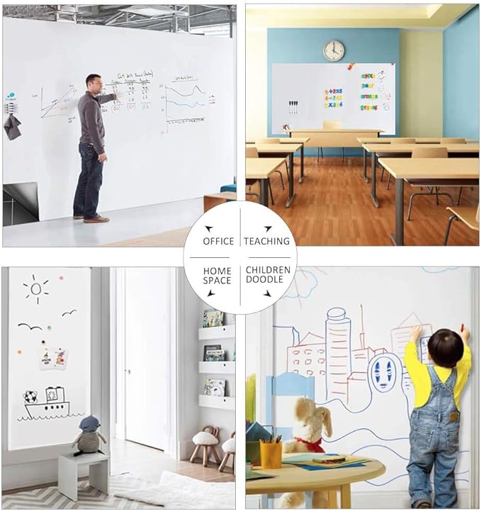 Magnetic Whiteboard Contact Paper for Wall 60 x 36 inches, Magnetic Dry Erase White Board Sticker with Non-Adhesive Backing for Office Home School