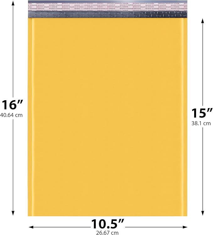 Kraft 10.5x16 Large Bubble Mailers #5 | Self Seal Padded Envelopes | Air Lined Cushioned Yellow Bubble Mailer | Usable Size 10.5x15 | 200 Pack Bulk | Lightweight shipping Bags | Made in USA