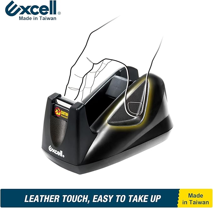 Excell EX-11419BK Desk Tape Dispenser (1" core) with Non-Skid Base, Desktop Tape Dispenser Design for Home, Office, Gift Store and Wrapping Purpose (1)