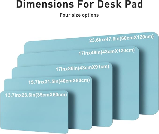 Aothia Faux Leather Desk Mat – Large Mouse Pad, Non-Slip PU Leather Blotter, Waterproof Writing Surface for Office and Home (Blue Topaz, 47.2" x 23.6")