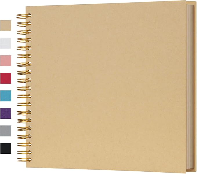 potricher 10 x 10 Inch DIY Scrapbook Photo Album 80 Pages Thick Kraft Blank Yellow Paper Memory Book for Wedding and Anniversary Family (Yellow, 10 Inch)