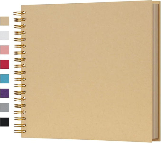 potricher 10 x 10 Inch DIY Scrapbook Photo Album 80 Pages Thick Kraft Blank Yellow Paper Memory Book for Wedding and Anniversary Family (Yellow, 10 Inch)