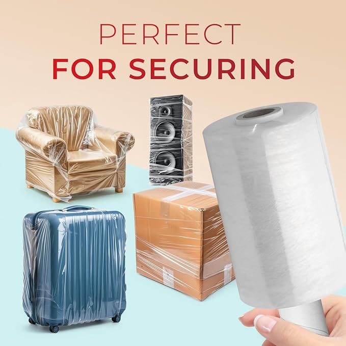 Shrink Wrap Roll for Moving | Stretch Wrap for Packing | Heavy Duty 12 Pack | 5" x 1000' FT - 80 Gauge Thick | Ideal for Furniture, Pallets | Clear