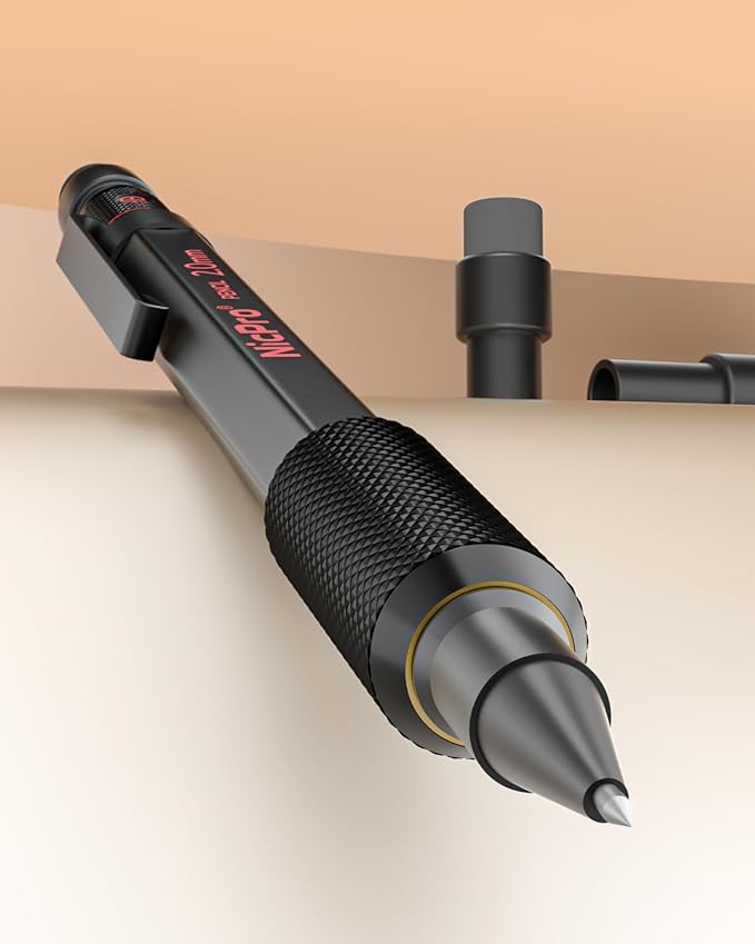 Nicpro 3 Pack 2mm Mechanical Pencils Set with Case, 33 Graphite Lead Refills (4B 2B HB 2H 4H), 36 Colored Lead, Erasers -Weatherproof Metal Barrel, Heavy Duty Carpenter Pencil For Drawing Sketching