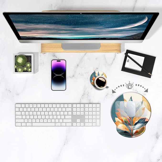 Ergonomic Mouse Pad with Wrist Support,Mouse Pad with Wrist Rest,Relieve Wrist Pain Mousepad Non-Slip Rubber Base,Mouse Pads for Desk,Computers,Laptop,Office,Home,Accessories Aesthetic Art