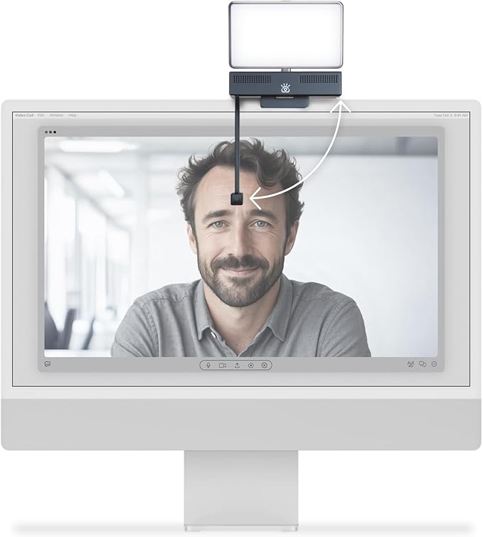 Pro 4K HD Webcam Camera Pro and Light Panel Bundle with Eye Contact, Noise Cancelling Mic