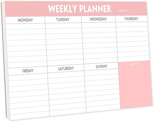 Weekly Planning Pad - Tear Off To Do List Pad with Daily Schedule & Calendar, 52 Sheets, 100gsm Paper, Undated Weekly Planning Notepad, 6x9 in