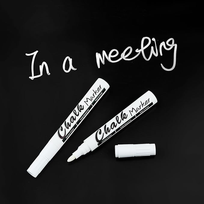 Volcanics White Liquid Chalk Markers 36 Pack Chalk Pens for Blackboard, Chalkboard, Windows, Glass, LED Board, Bistro Signs – Erasable Water-Based Ink Ideal for Teachers, Artists & DIY Projects