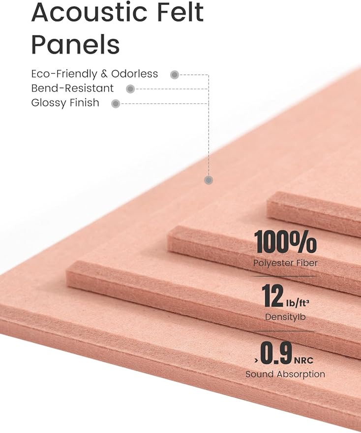 Large Felt Bulletin Board 36" x 24"Cork Board Alternative-6 Pack with 40 Safe Removable Adhesive Tabs, Cork Boards for Walls Cork Board for Home Office Classroom Pin Board-Coral