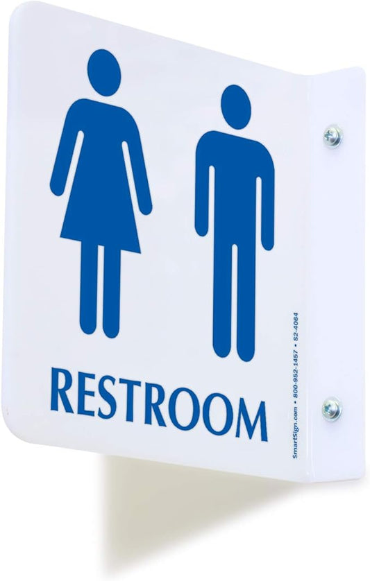 SmartSign Unisex Restroom Corridor Sign | 6" x 6" Acrylic 2 sided Bathroom Projecting Hallway Signs