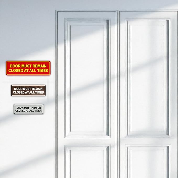 Signs ByLITA Standard Door Must Remain Closed At All Times Sign (Yellow/Black) - Small 1 Pack