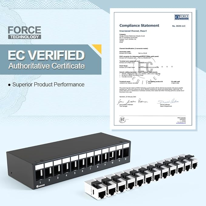12 Port Patch Panel CAT6 Keystone Patch Panel (EC Listed) Network for Home/Office (1U 12Port, CAT6 Shielded)