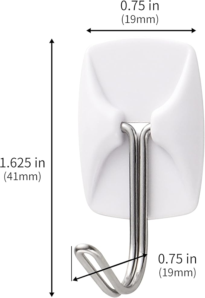 32 Small Hooks+40 Removable Strips, White Wire Hanger Hooks, Heavy Duty with Adhesive Strips, Damage-Free Utility Hooks, No Tools Wall Hook for Hanging, Value Pack