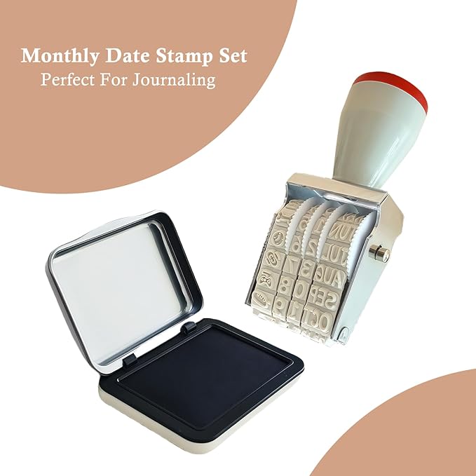 Monthly Date Stamp Set, Weather Icons Calendar Stamps for Planners, Journals, Scrapbooking, DIY Crafts