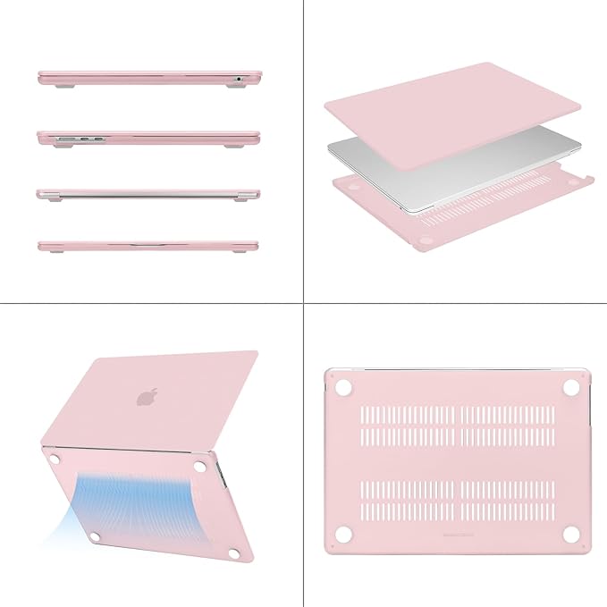 MOSISO Compatible with MacBook Air 13 inch Case 2025 2024 2023 2022 M4 A3240 M3 A3113 M2 A2681, Plastic Hard Shell&Keyboard Cover&Screen Film&Type C for MacBook Air 13.6 inch Case, Baby Pink