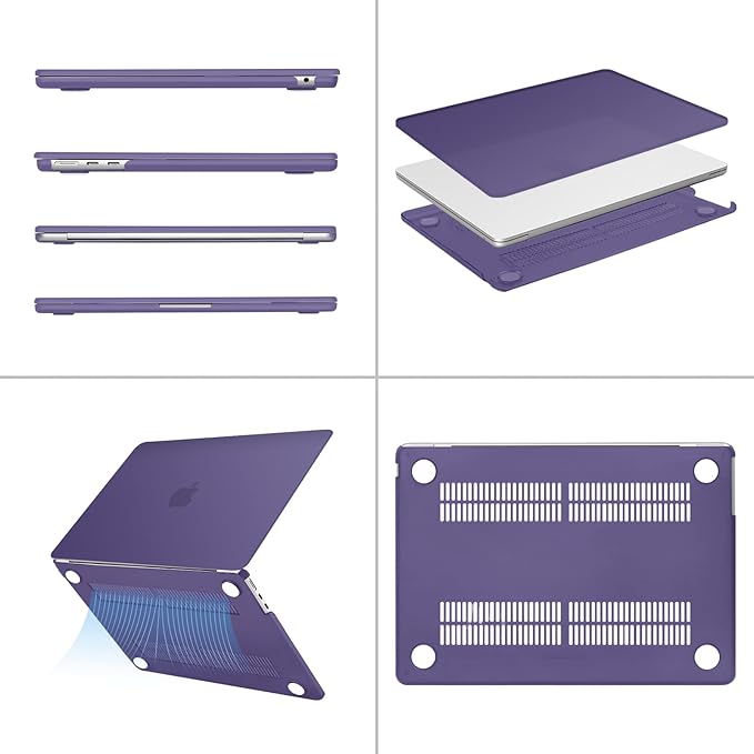MOSISO Compatible with MacBook Air 13 inch Case 2025 2024 2023 2022 M4 A3240 M3 A3113 M2 A2681, Plastic Hard Shell&Keyboard Cover&Screen Film&Type C for MacBook Air 13.6 inch Case, Imperial Purple