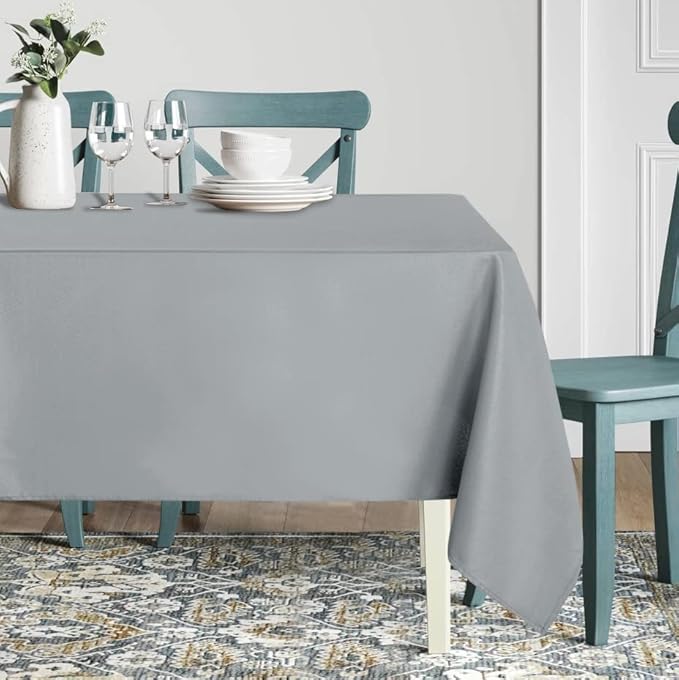 sancua Square Tablecloth - 70 x 70 Inch - Stain and Wrinkle Resistant Washable Polyester Table Cloth, Decorative Fabric Table Cover for Dining Tables, Buffet Parties and Camping, Silver Grey