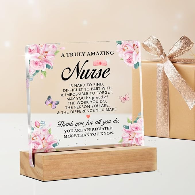 Nurse Appreciation Gifts for Women, Thank You Gifts for Nurse Retirement Leaving Retirement Clear Acrylic Sign for Home Office, 4 x 4 Inches