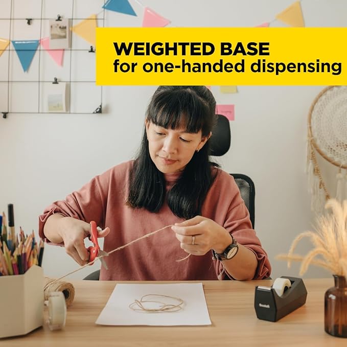 Scotch Classic Desktop Tape Dispenser, Black, 1-inch Core, Made from 100% Recycled Plastic, 1 Dispenser