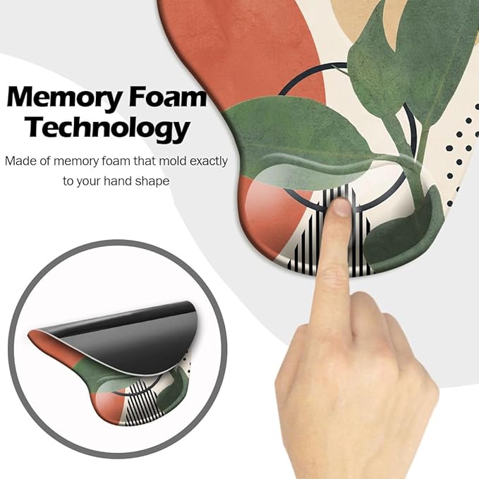 DOOKE Ergonomic Mouse Pad with Wrist Support and,Mouse Pads with Non-Slip PU Base for Home Office Working Studying Easy Typing & Pain Relief Leaves