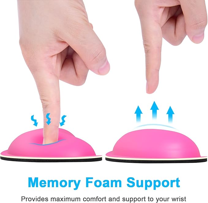 Dapesuom Mouse Wrist Rest, Ergonomic Memory Foam Mouse Wrist Support, Leather Hand Rest Pad Cushion for Gaming, Office, Laptop, Wireless Mouse, Men, Women, Pain Relief & Easy Typing, Hot Pink