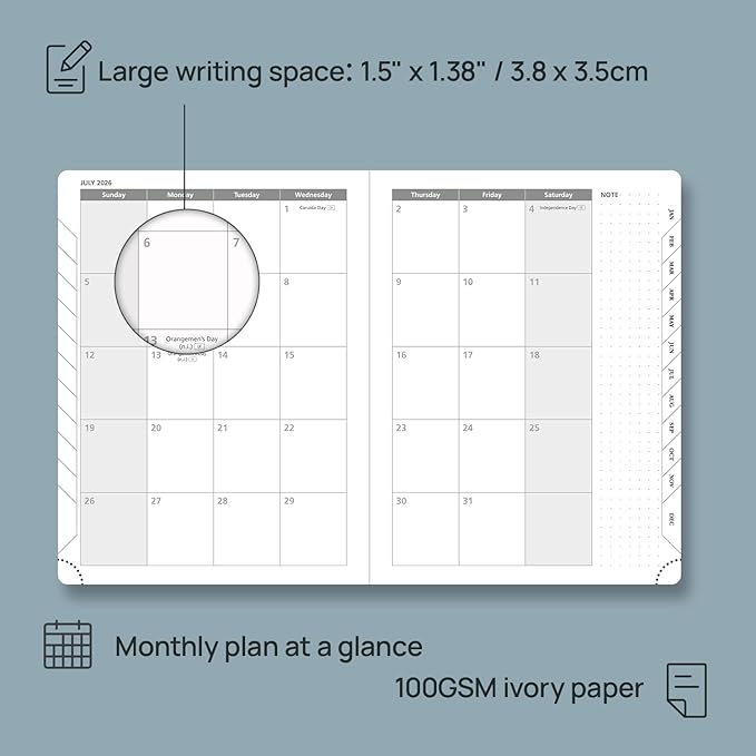 POPRUN 2026 Planner (Medium Size 8.5''x 6.5'' Hardcover) - Daily Weekly and Monthly Calendar Agenda 2026 Appointment Book with Hourly Time Slots, Monthly Tabs, 100 GSM - Violet