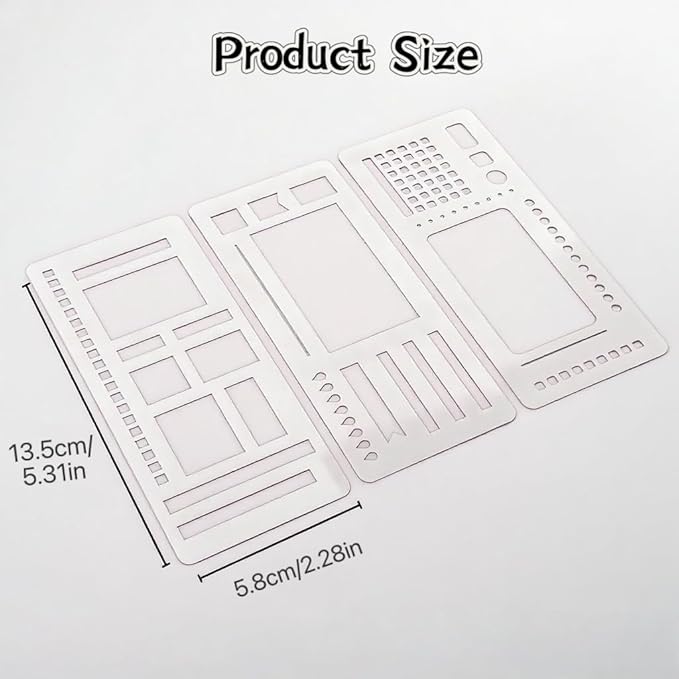 Reusable Flexible Record Template Stencils for Dot Grid Journals, Daily Planning, Journaling, Checklists, Lines, Boxes, Handmade Planner (B)