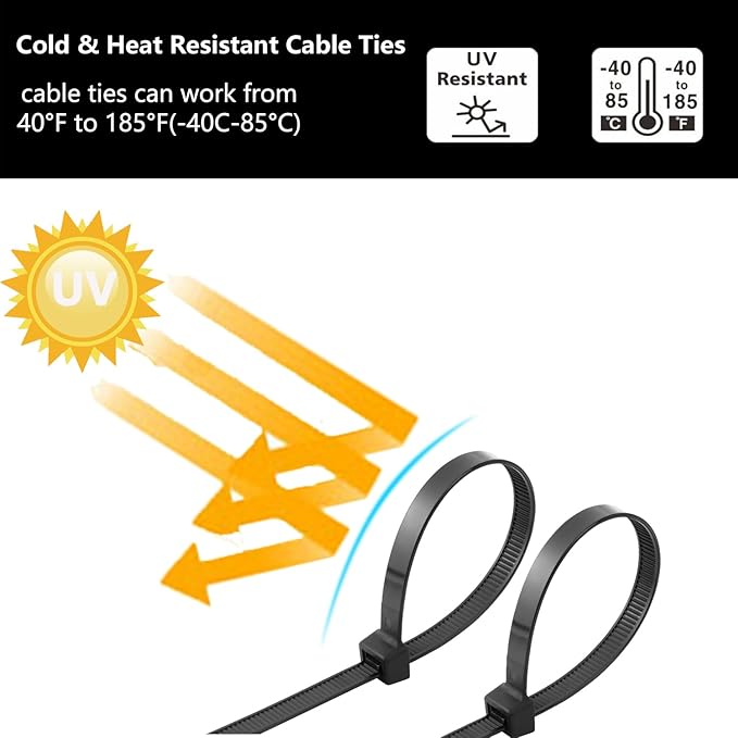2000 PCS Zip Ties Assorted Sizes 4+6+8+10+12 Inch Self-locking Nylon Cable ties Heavy Duty Outdoor, UV Resistant Wire Straps for Home Office Garden Workshop Indoor Outdoor Fence((White)
