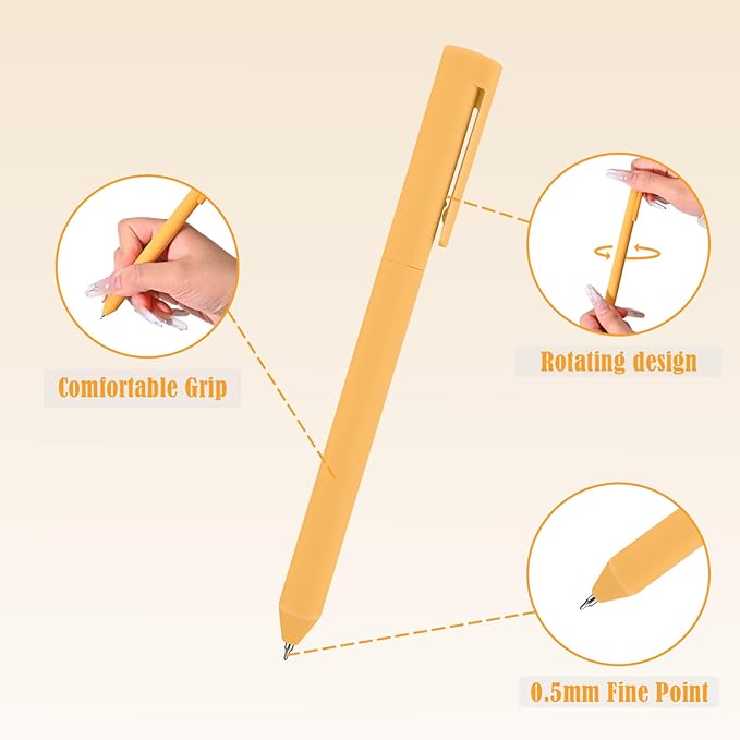 BAYTORY 8Pcs Colored Gel Pens, 0.5mm Fine Point Multicolored Ink Pen, Colorful Pens Smooth Writing for Note Taking and Marking Supplies (Khaki)