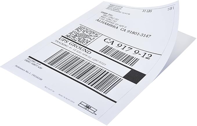 Full Sheet Address Labels for Laser/Inkjet Printers, White, 8.5 x 11 Inch, 1 Pack of 100 Labels