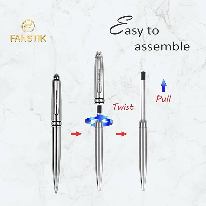 Customized BallPoint pen with name (MADE IN USA), stainless steel, Silver, luxury engraved pen personalized for men and for women. (BallPoint Silver)