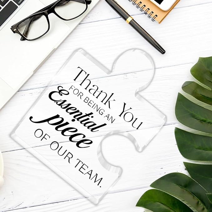 Team Appreciation Gifts for Employees, Thank You Gift for Coworkers, Best Teams Ever Gifts Thank You for Being an Essential Piece of Our Team Acrylic Puzzle Piece Plaque Office Decor
