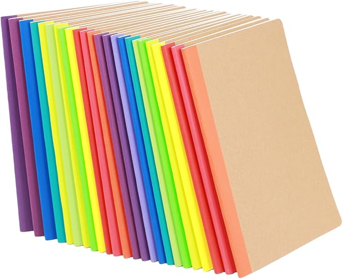 24 Pack A5 Kraft Notebooks Journal Notebook Lined Journal Bulk Writing Diary Subject Notebooks Planner with Thick Paper, 60 Pages, 30 Sheets, 8.3x5.5 inch