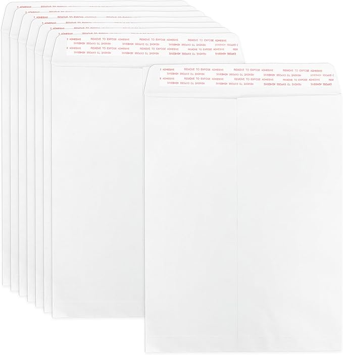 10x13 White Envelopes Self Seal 100 Pack, Goefun 80GSM Paper Security Catalog Large Envelopes 10x13 with Peel and Seal Flap for Mailing, Organizing and Storage