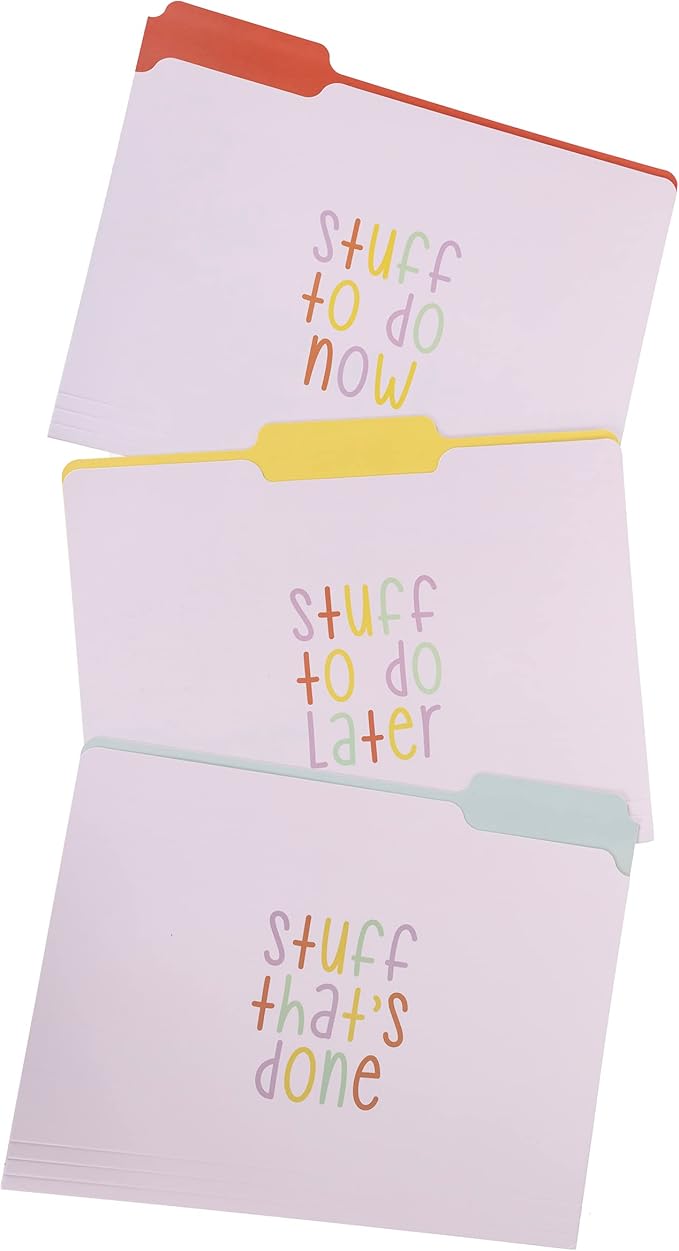 Graphique Designer “Trying My Best” File Folders | Set of 9 (3 Designs) | Letter Size Organizers | Decorative Office Supplies | Durable Coated Cardstock | 1/3-Cut Tabs