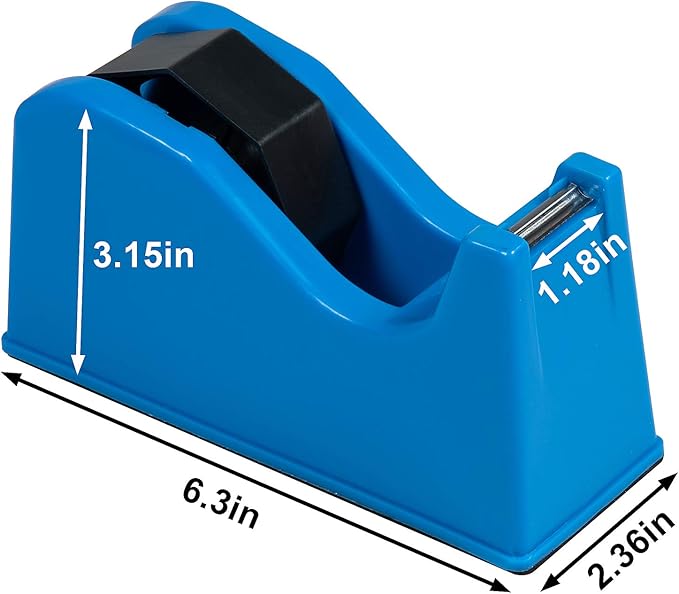 IHOMECOOKER Desktop Tape Dispenser Adhesive Roll Holder (Fits 1" & 3" Core) with Weighted Nonskid Blue