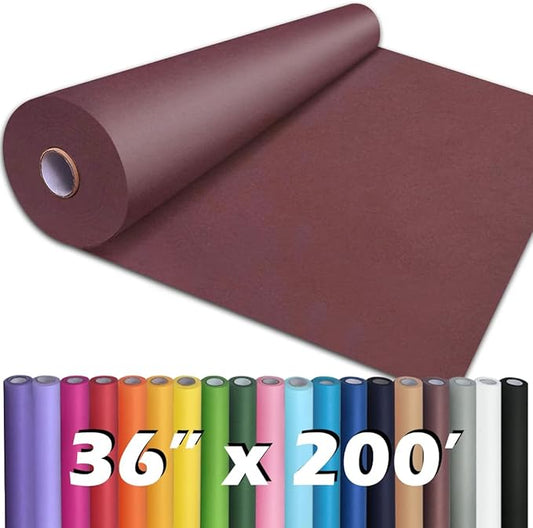 PerkHomy 36" x 2,400" (200') Wine Red Kraft Paper Roll for Craft Bulletin Board Paper Art Table Covering Crafting Gift Wrapping Bouquet Packing Parcel 80GSM 55LB (Wine Red, 36" x 200')