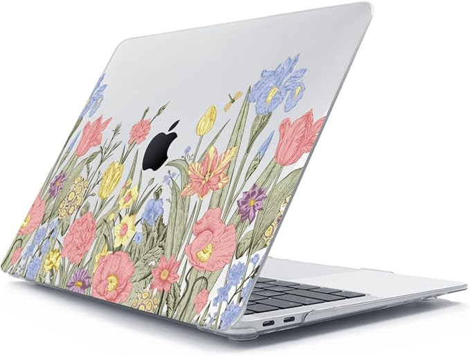 for New MacBook Air 13 inch Case 2022 2021 2020-2018 Release M1 A2337 A2179 A1932 Touch ID Retina Display, Hard Case with Keyboard Cover&Screen Film&Webcam Cover for Mac Air13, Spring Flowers