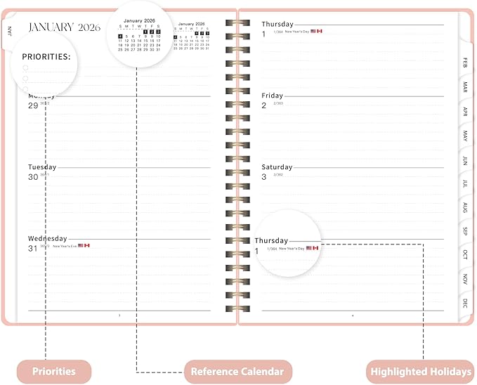 2026 Planner, Weekly and Monthly Calendar Academic Planner, Jan 2026 - Dec 2026, Planning Agenda Book for Desk Accessories and School Supplies - Letter Size (8.5'' x 11'')